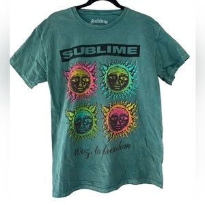 SUBLIME OFFICIAL LICENSED VINTAGE STYLE TEE Green Distressed Dyed Sz M